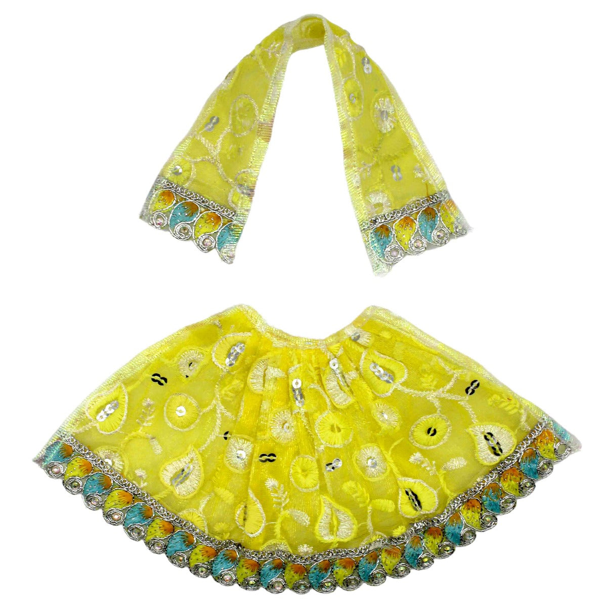Embroidery Net Base Yellow Dress Mata Rani