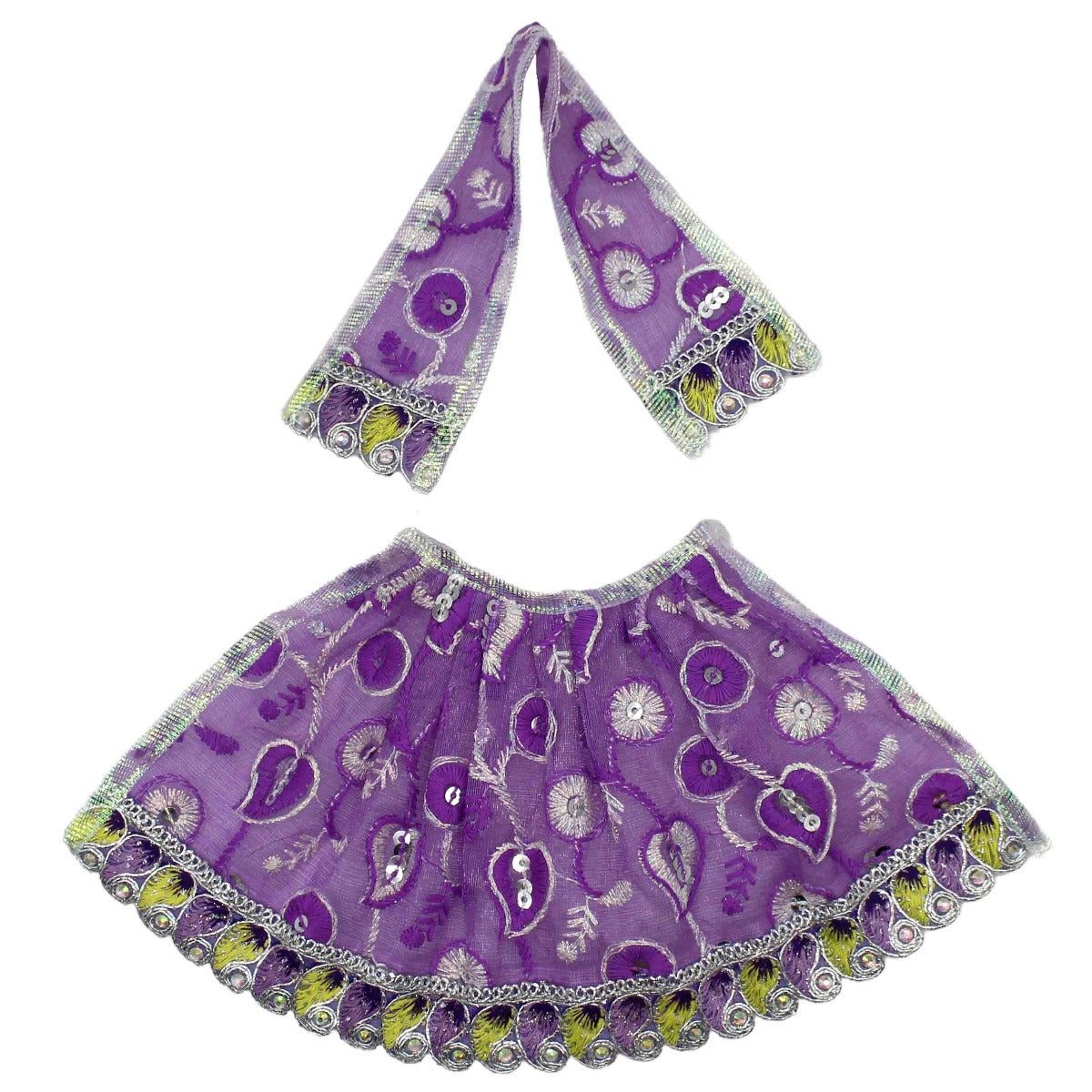 Embroidery Net Base Purple Dress for Mata Rani