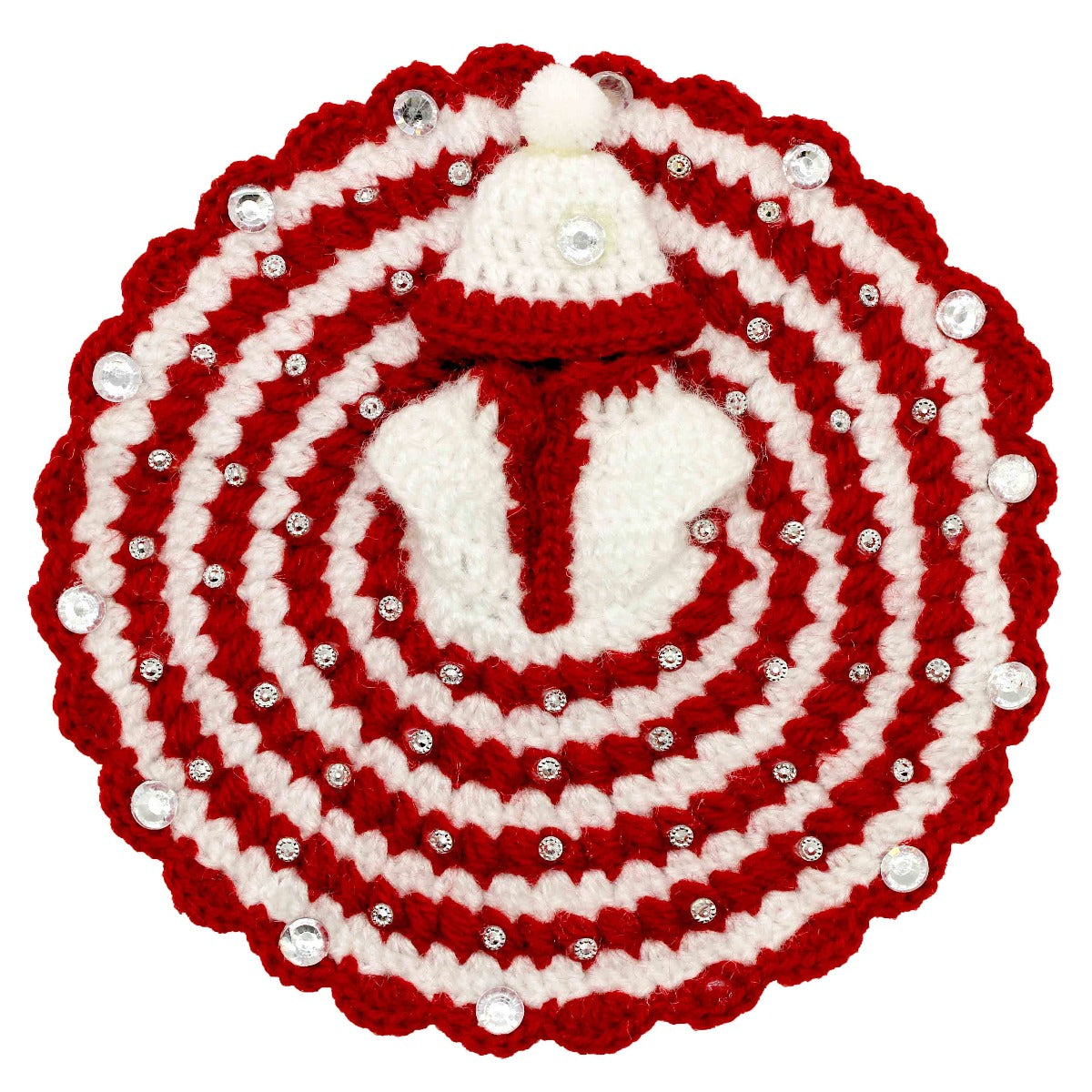 Stone Decorated Red & White Dress For Laddu Gopal-6