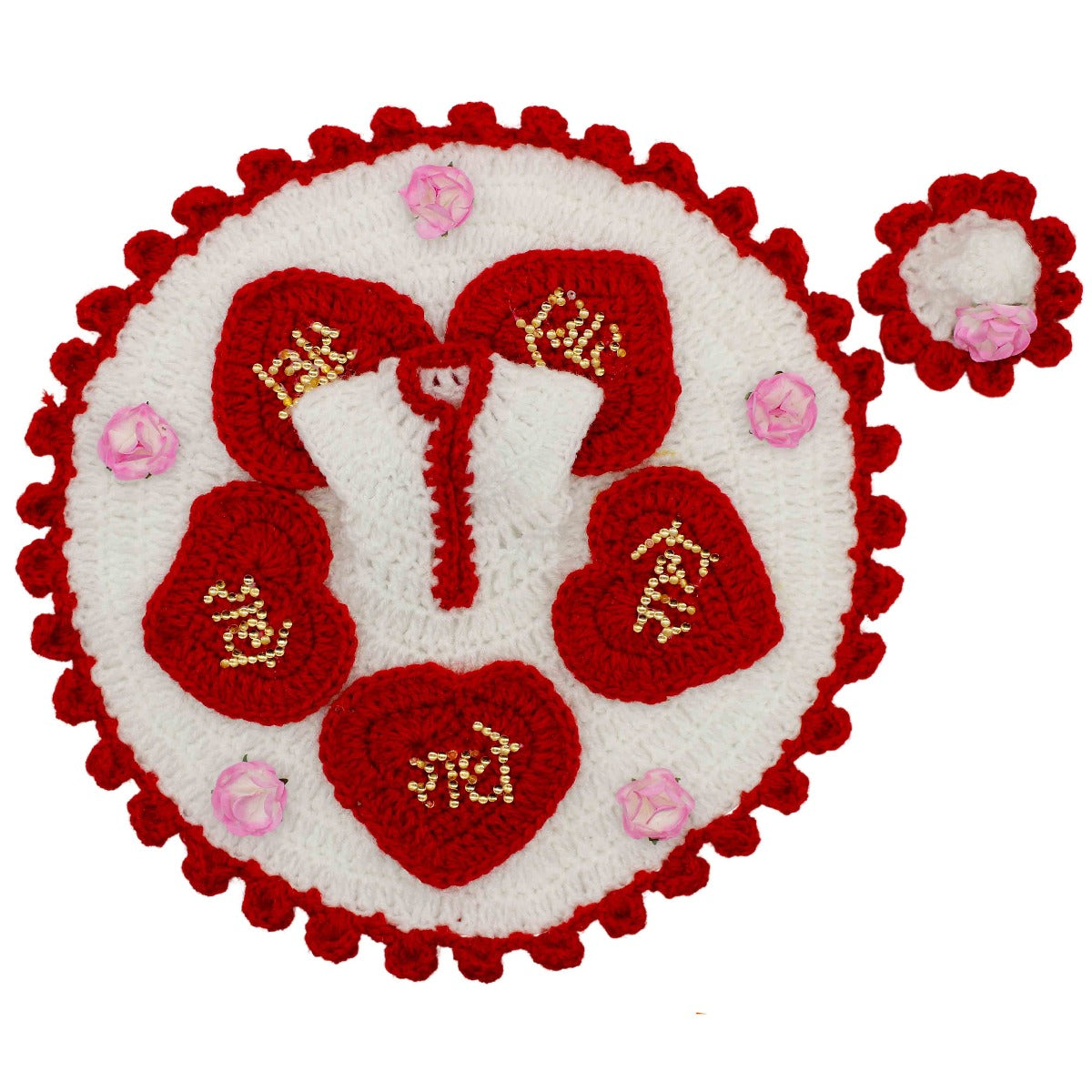 Radhey Printed Heart Woollen Dress For Kanha Ji