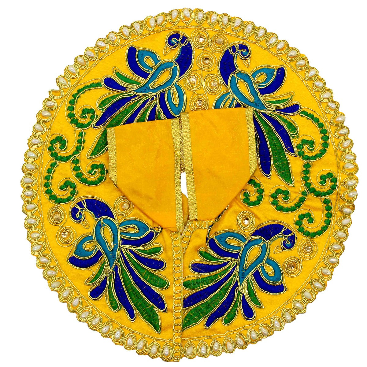 Peacock Feather Printed Yellow Dress For Thakur JI