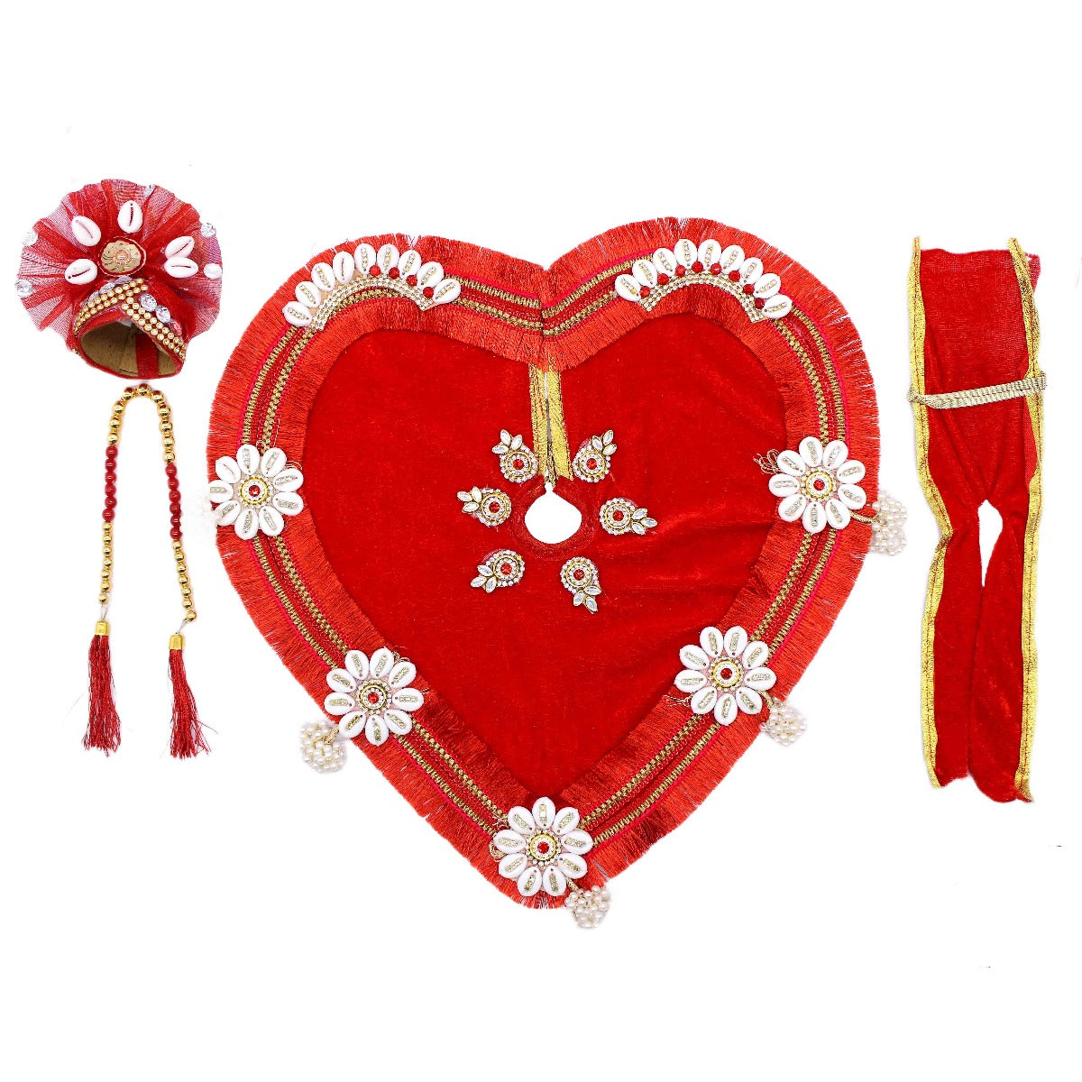 Heart Shape Red Dress For Laddu Gopal (Full Set)