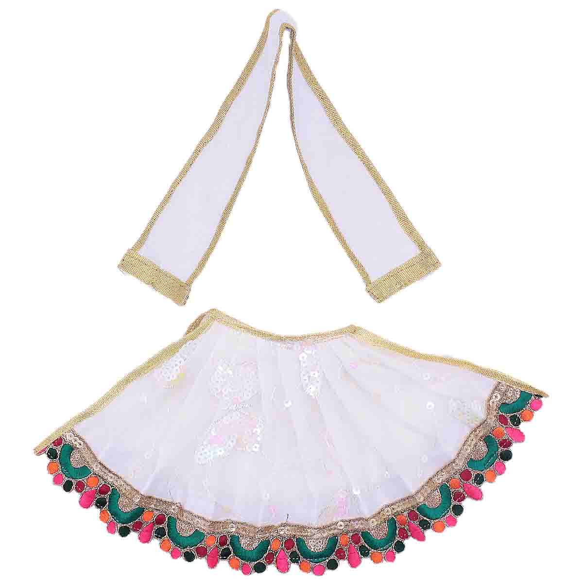 Butterfly Pattern net Lehenga patka for Mata Rani