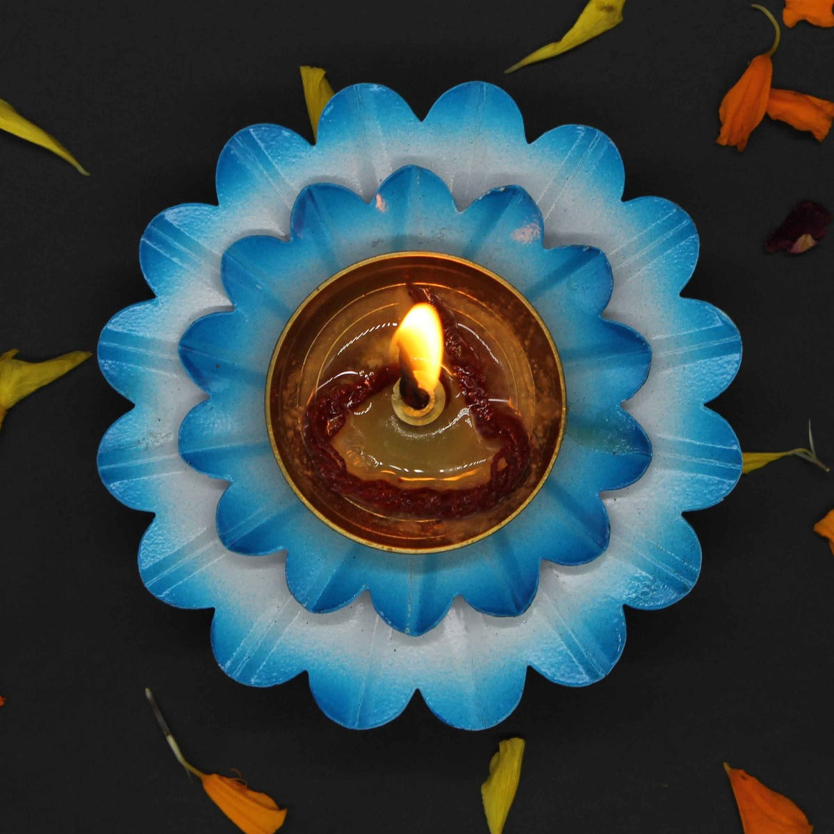 Blue Diya For Home/Temple/Pooja Decoration (4 inch)