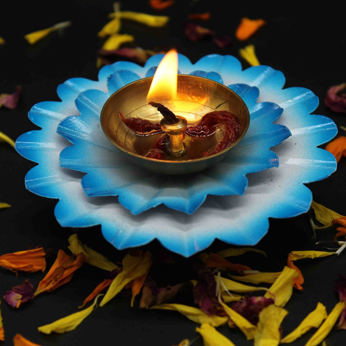 Blue Diya For Home/Temple/Pooja Decoration (4 inch)