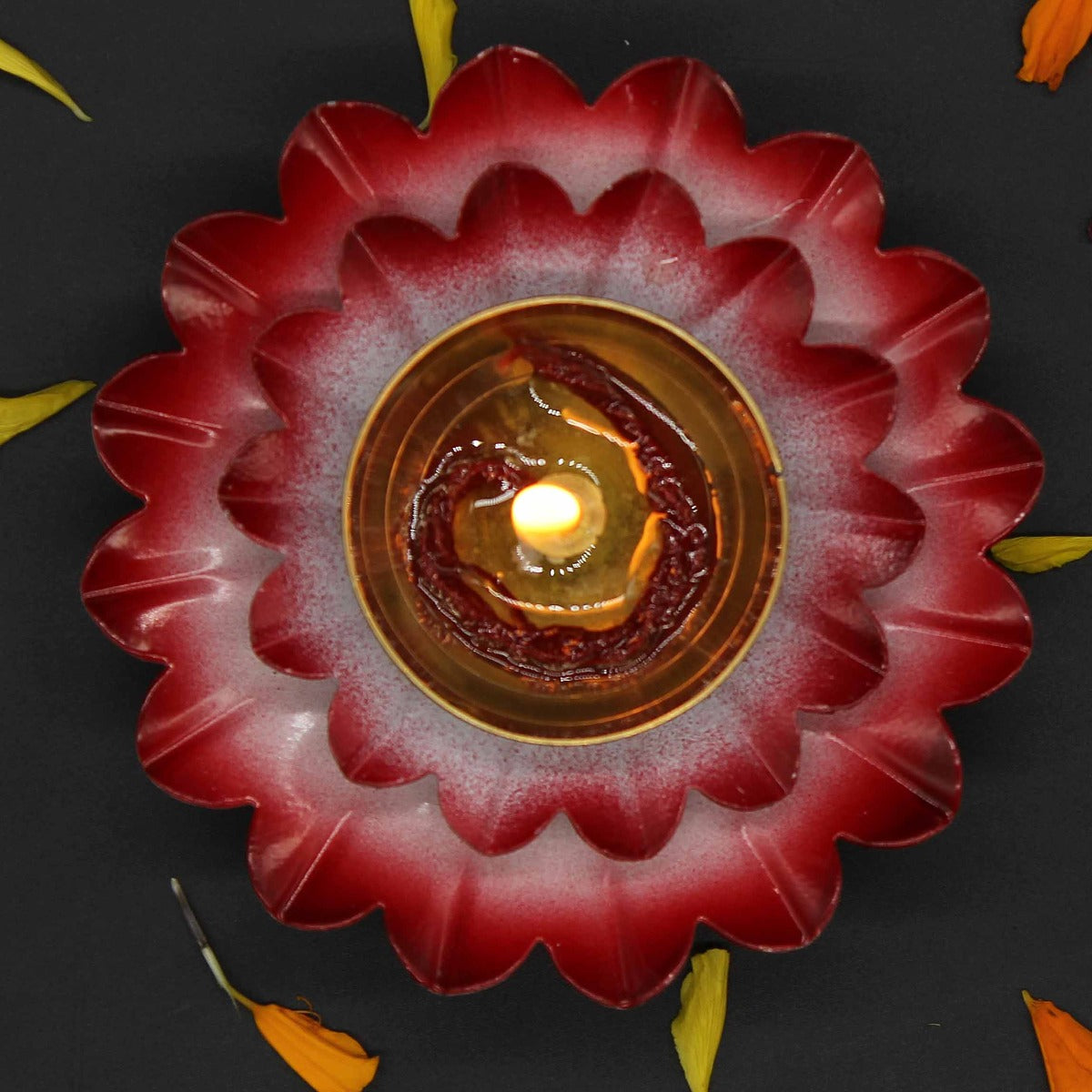 Beautiful Red Diya For Home/Temple/Pooja Decoration (4 inch)