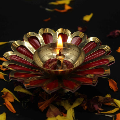 Beautiful Design Red Diya For Home/Temple/Pooja Decoration ( 4 inch)