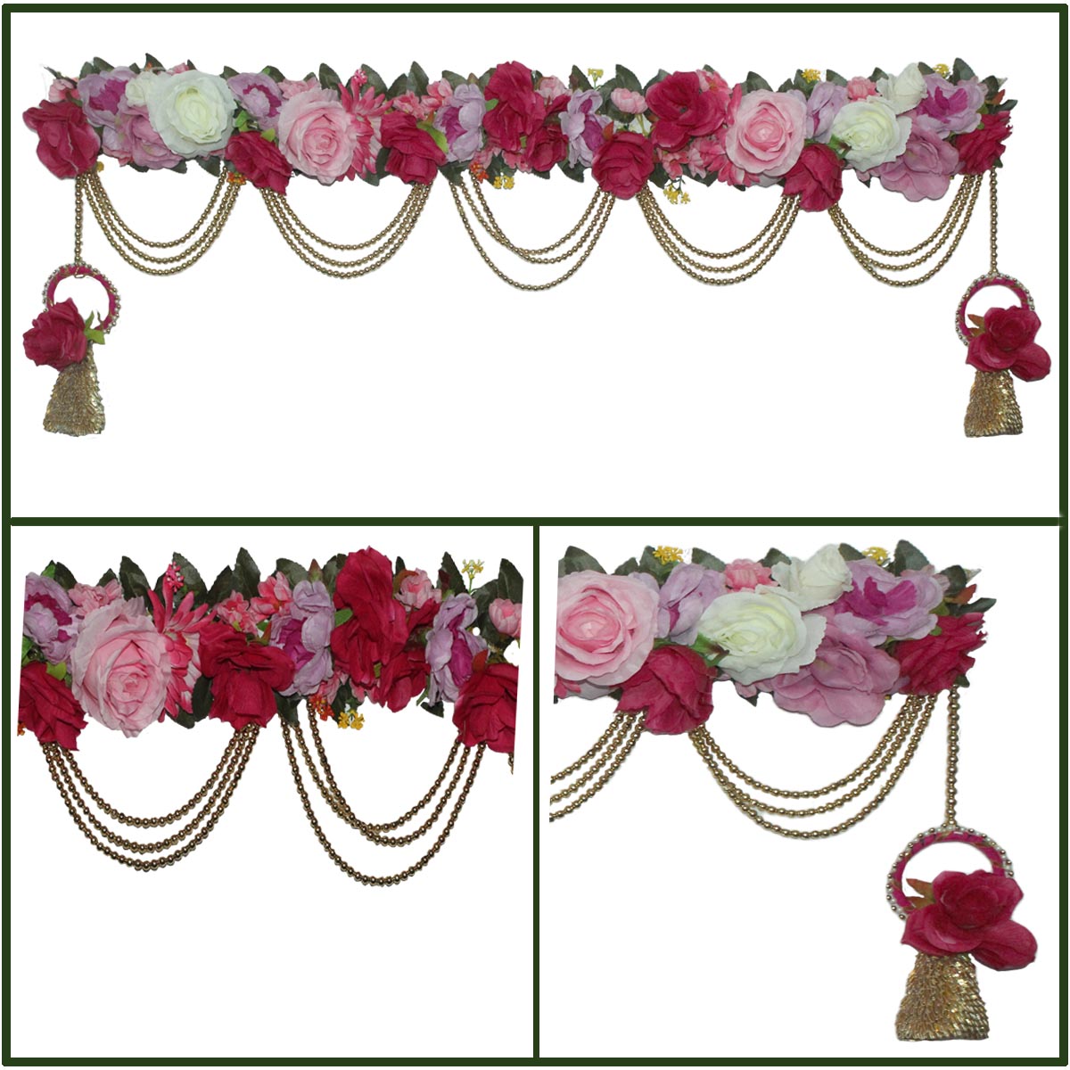 Artificial Rose Decorated Bhandanwar For Home Decoration
