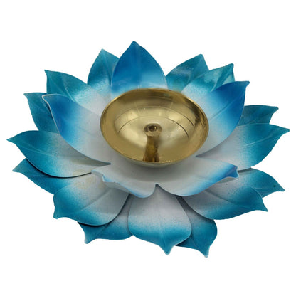 Blue Lotus Shape Diya For Home/Temple/Pooja Decoration