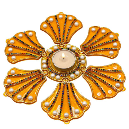 Flower Shape Hand Decorated Rangoli For Home/Puja Decoration