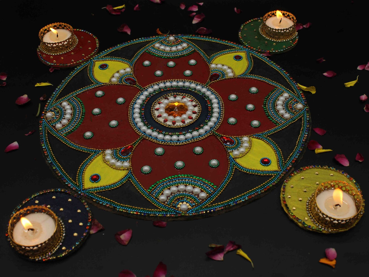 Handmade Decorated Board Rangoli For Home/Puja Decoration