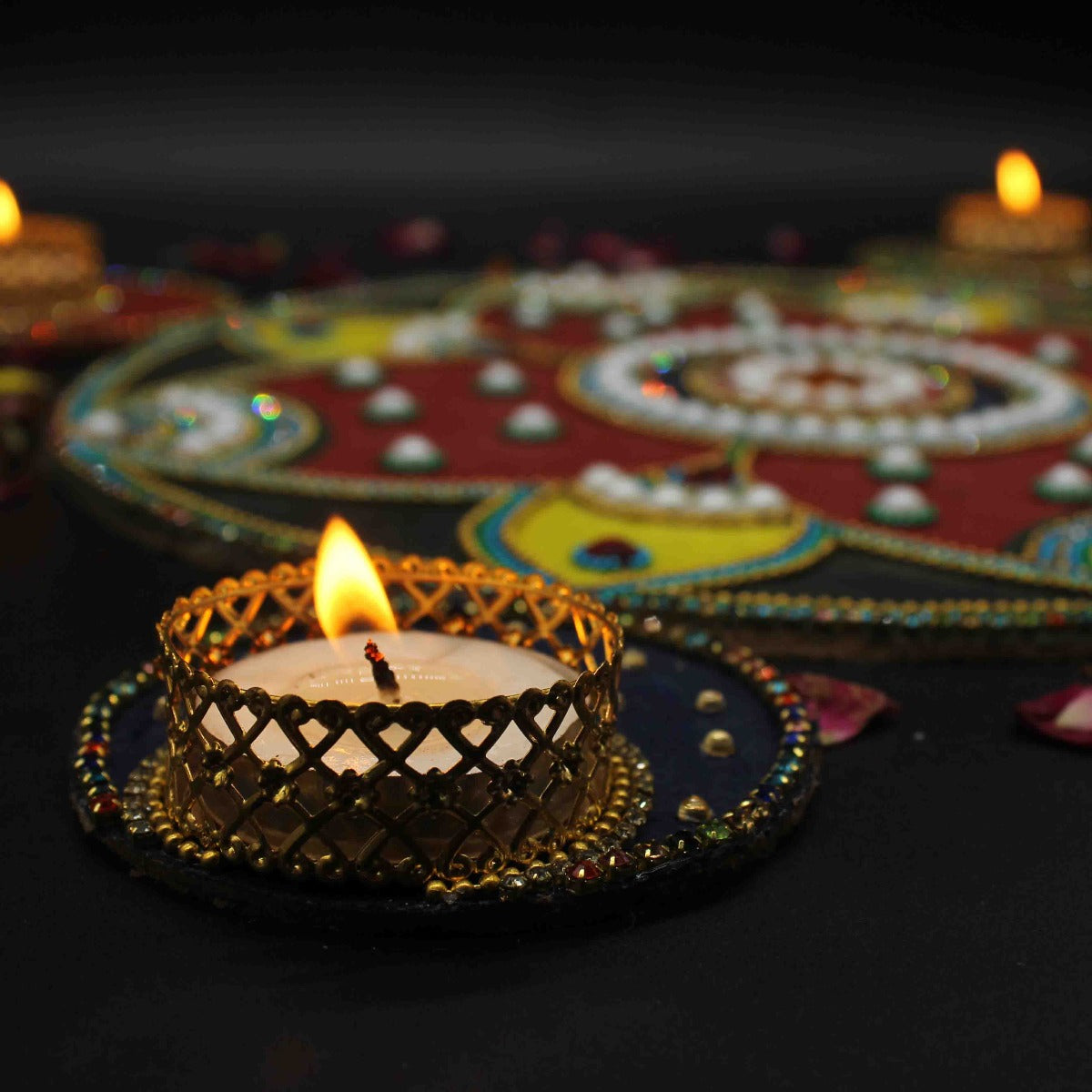 Handmade Decorated Board Rangoli For Home/Puja Decoration