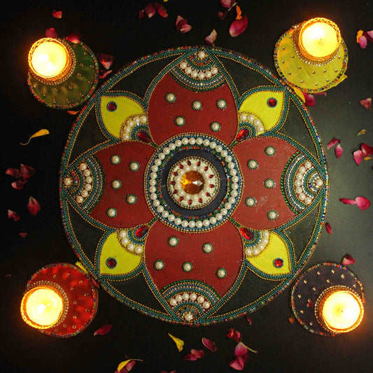 Handmade Decorated Board Rangoli For Home/Puja Decoration