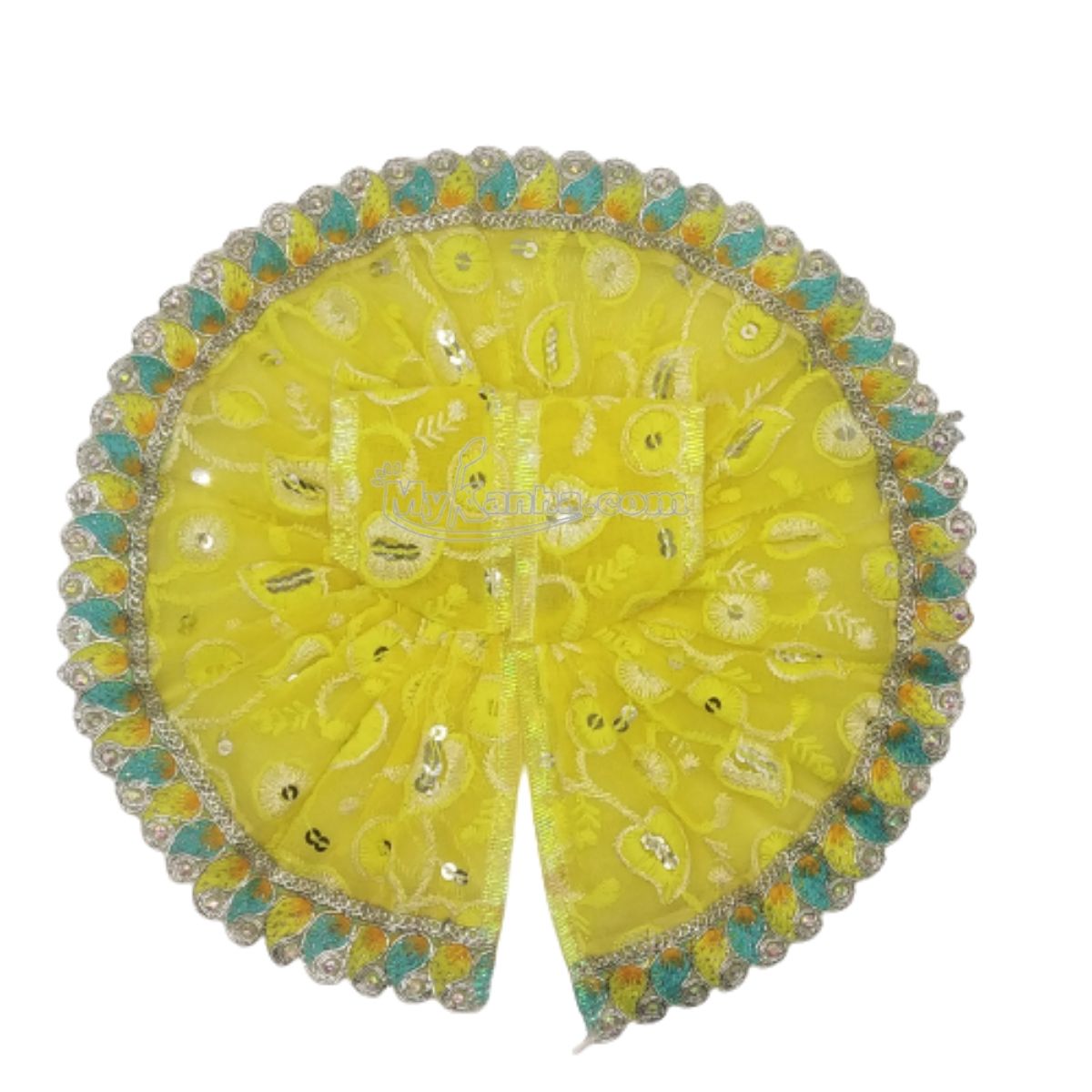 Embroidery Dress For Kanha Ji-Yellow-3