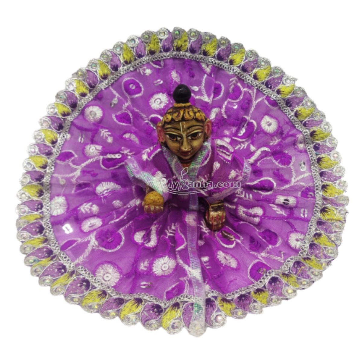 Embroidery Dress For Kanha Ji-Purple-4