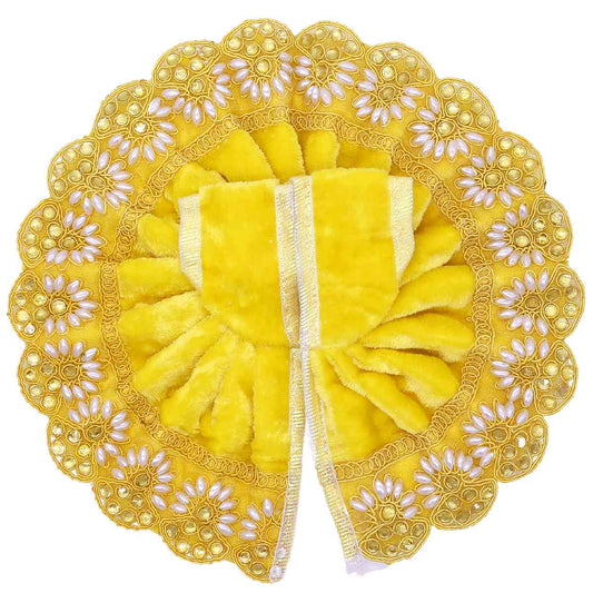 Stone decorated yellow velvet dress for laddu gopal ji