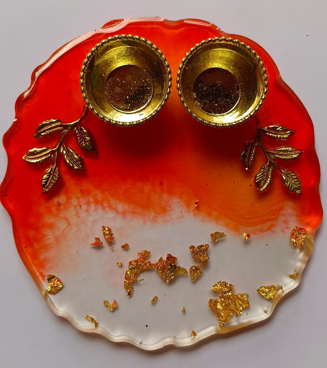 Resin Decorated Pooja / Tilak Thali (4.5 Inches)
