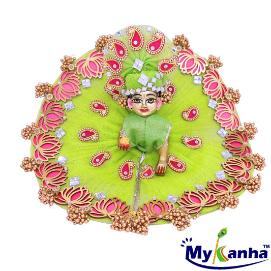 Lotus decorated heavy festive dress for Bal Gopal