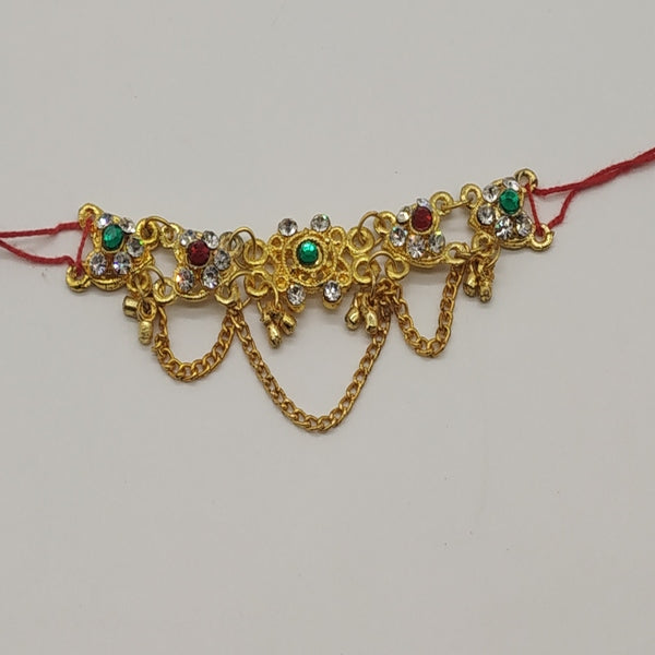 Designer Golden Tagdi With Hanging & Red,Green Colour Stone