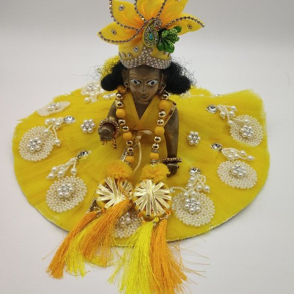 Yellow Decorated With Pearl & Hanging Patka & Choli