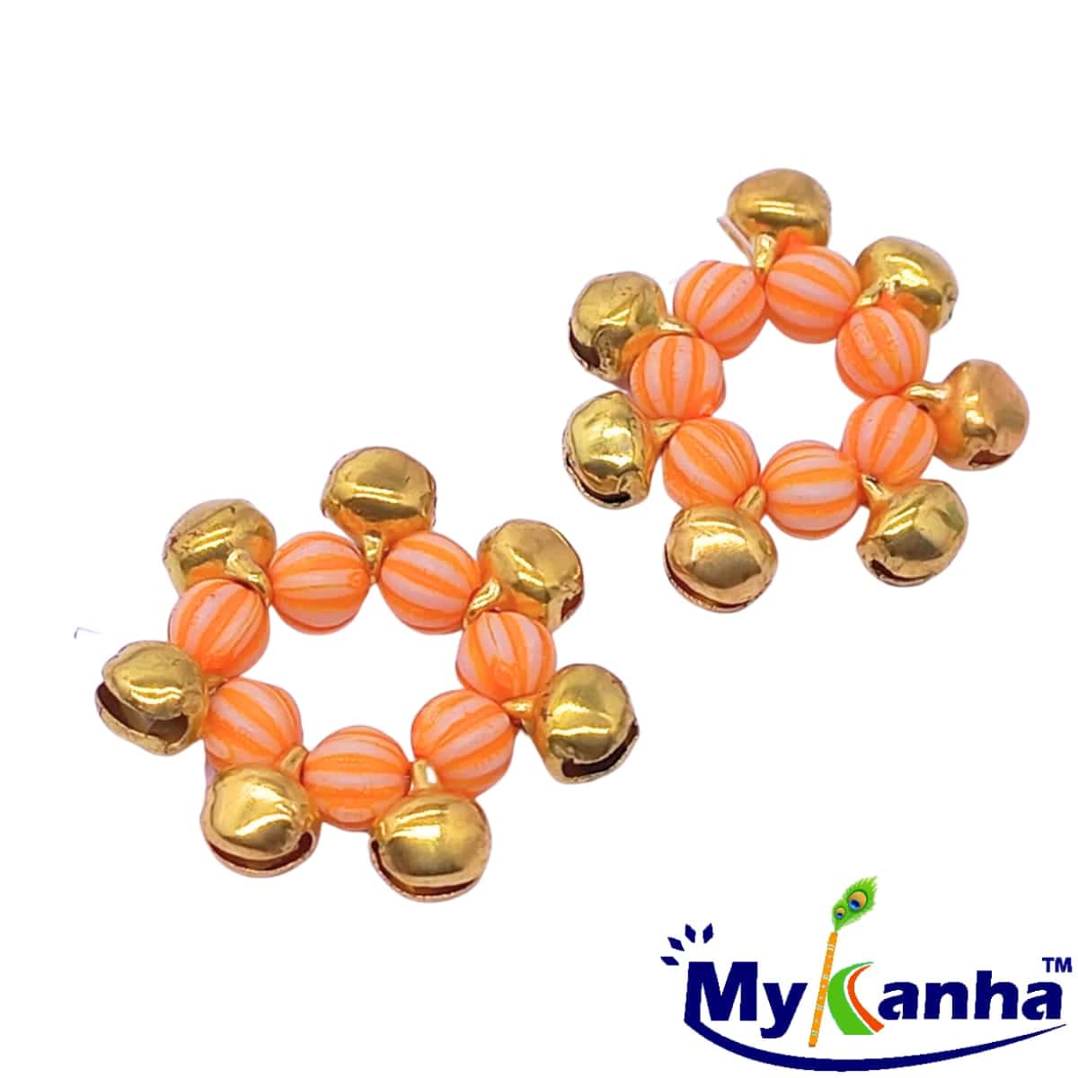 Kharbuja beads payal for Idols (Orange)