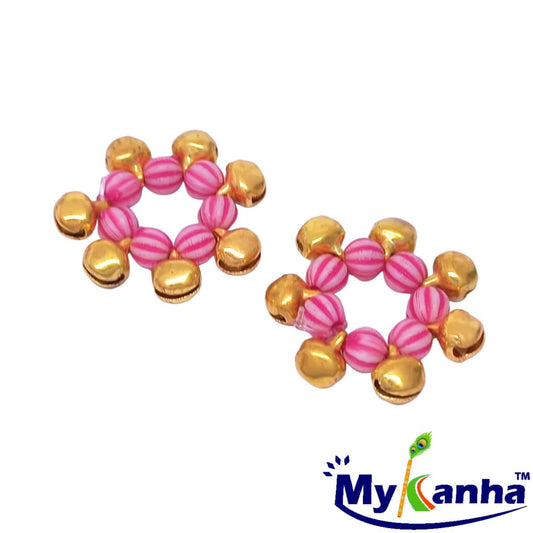 Kharbuja beads payal for Idols (Pink)