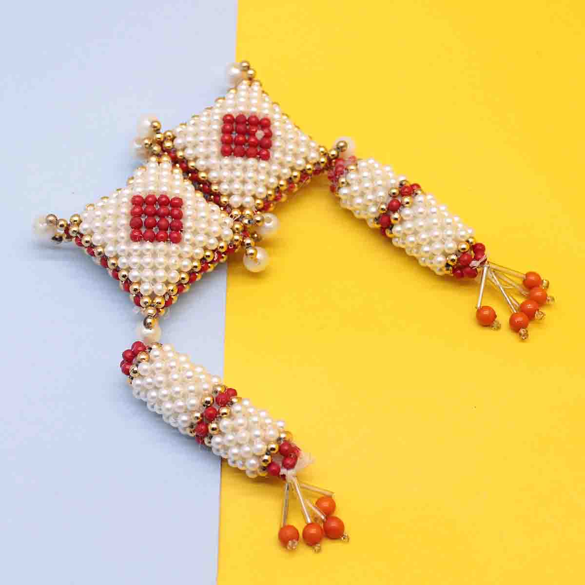 White Beads Cushion Set for Kanha ji