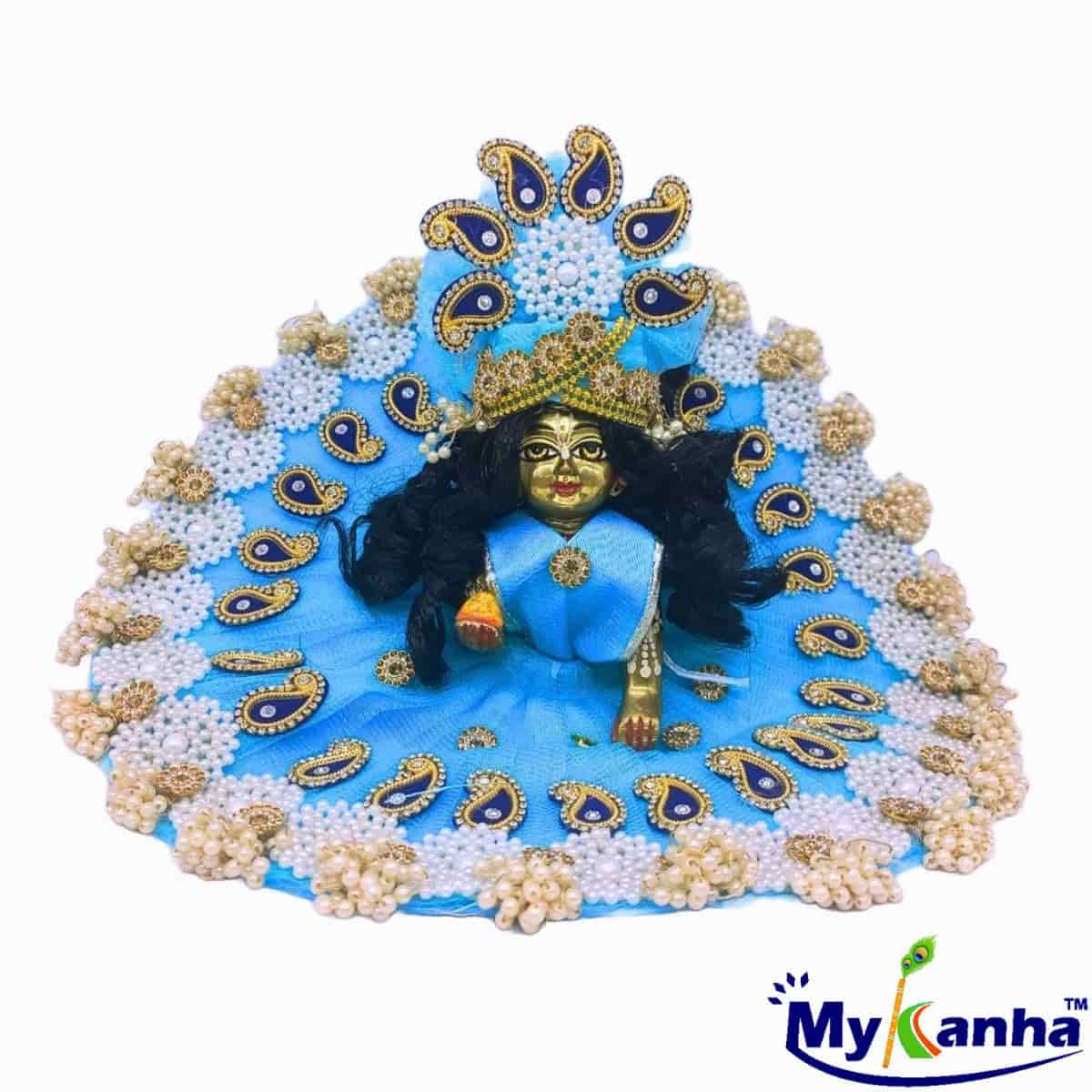 Heavy Decorated Moti Dress for Laddu Gopal Ji (Blue)
