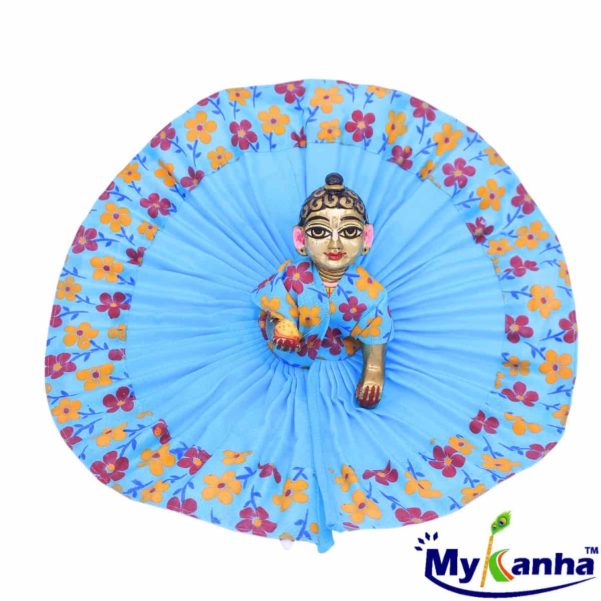 Beautiful Floral Print Summer Dress for Laddu Gopal Ji (Blue)