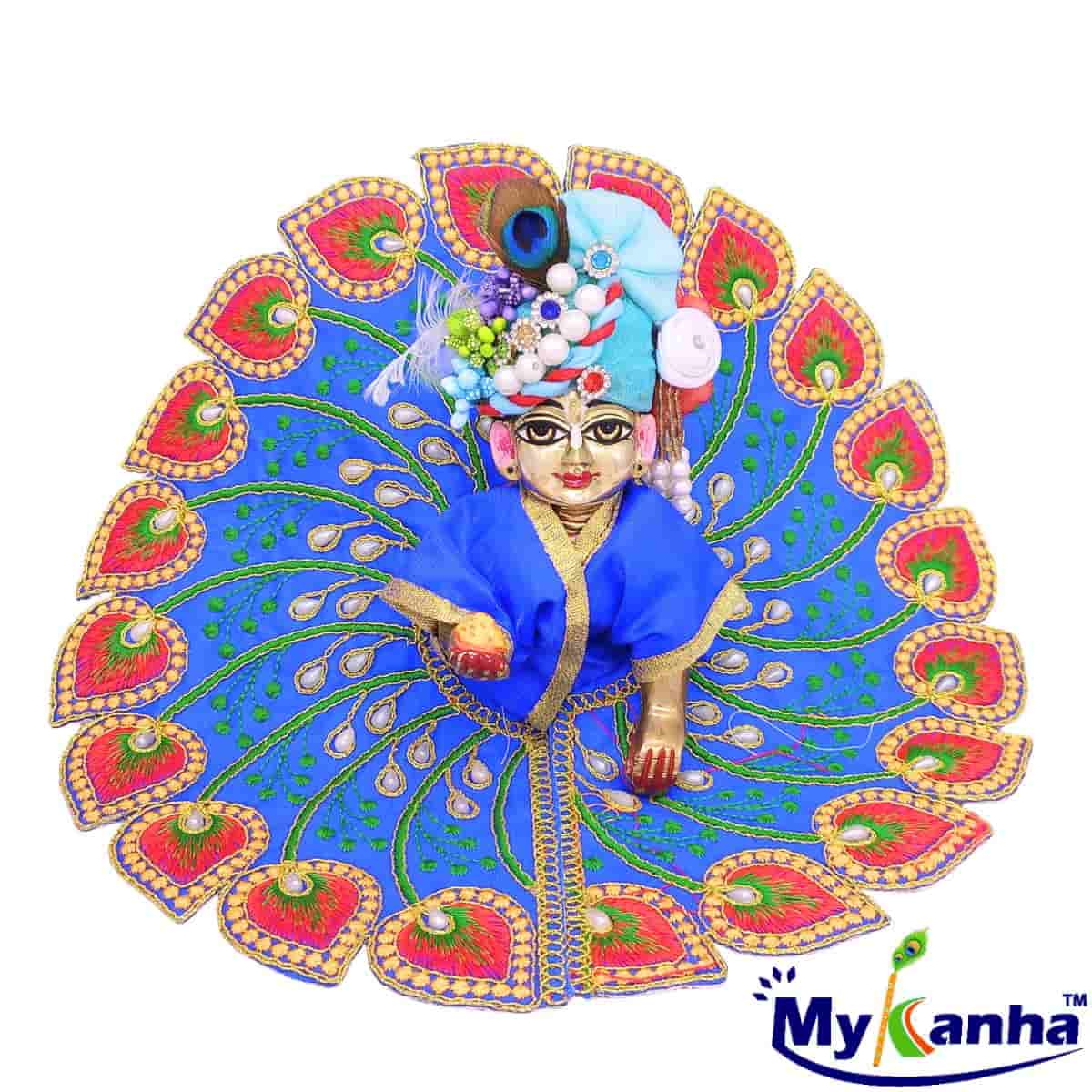Beautiful Pan Leaf Pattern Summer Dress for Laddu Gopal Ji (Blue)