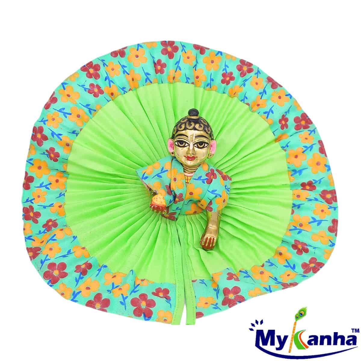Beautiful Floral Print Summer Dress for Laddu Gopal Ji (Green)