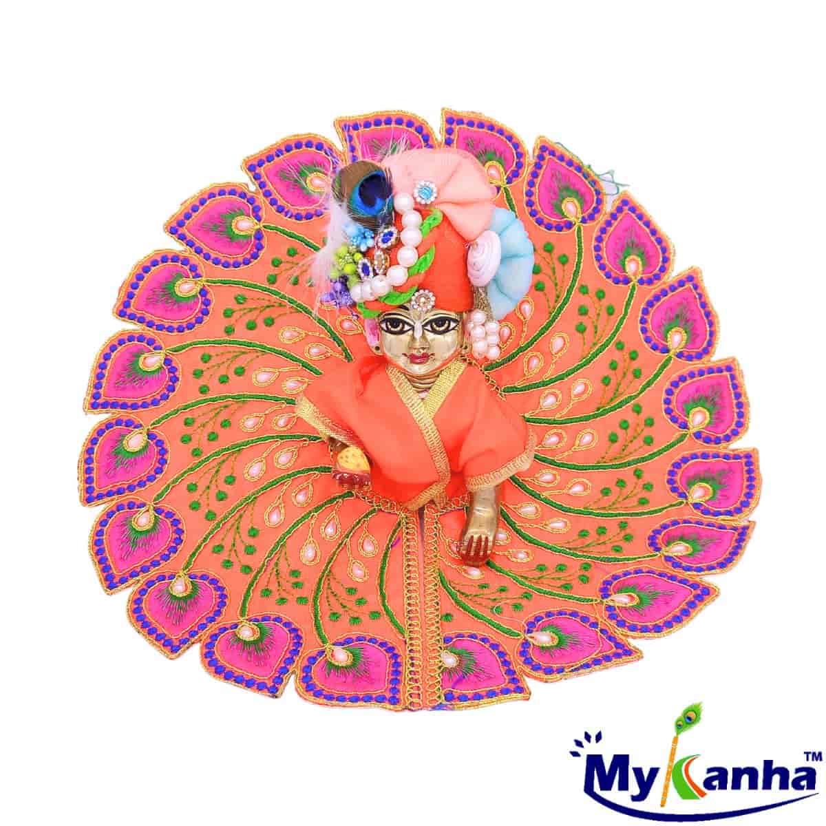 Beautiful Pan Leaf Pattern Summer Dress for Laddu Gopal Ji (Orange)