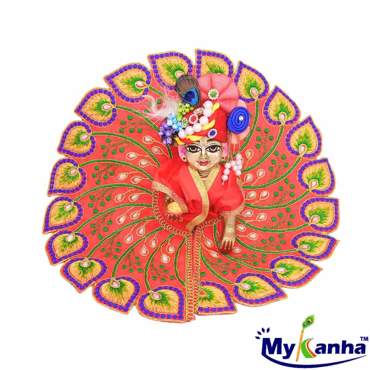 Beautiful Leaf Pattern Summer Dress for Laddu Gopal Ji (Red)