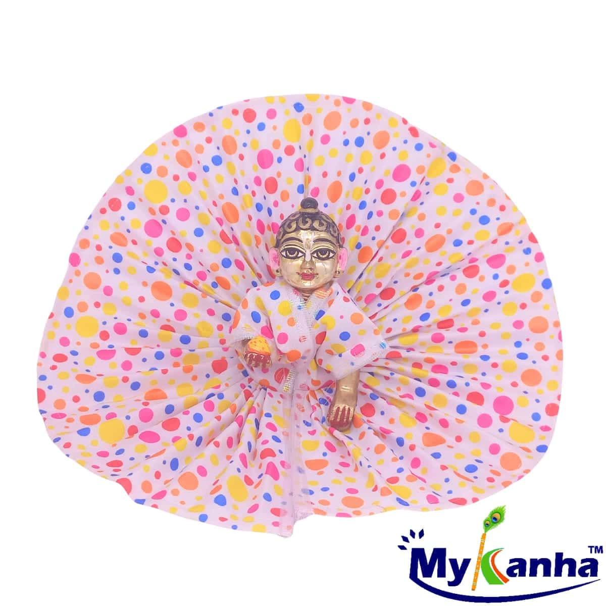 Printed Summer Dress for Laddu Gopal Ji (White)