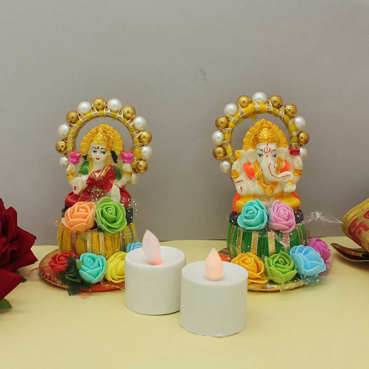 Candle holder with Laxmi Ji & Ganesh Ji for festival