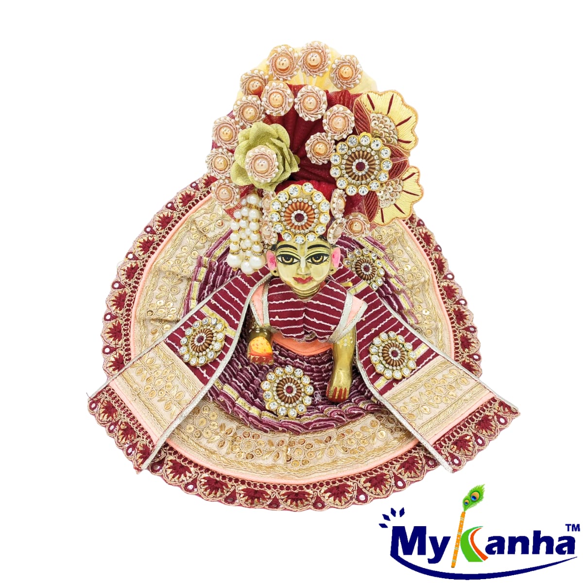 Maroon heavy festival dress for Laddu Gopal Ji