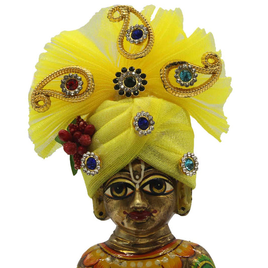 Beautiful Yellow Mukut With Stone For Laddu Gopal