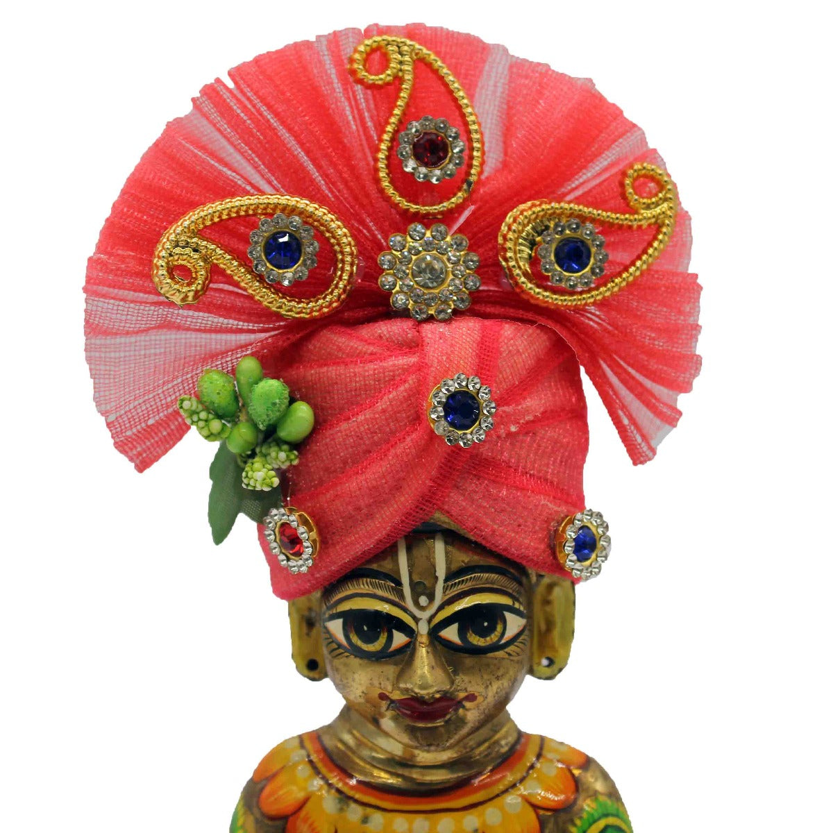 Beautiful Red Mukut With Stone For Laddu Gopal
