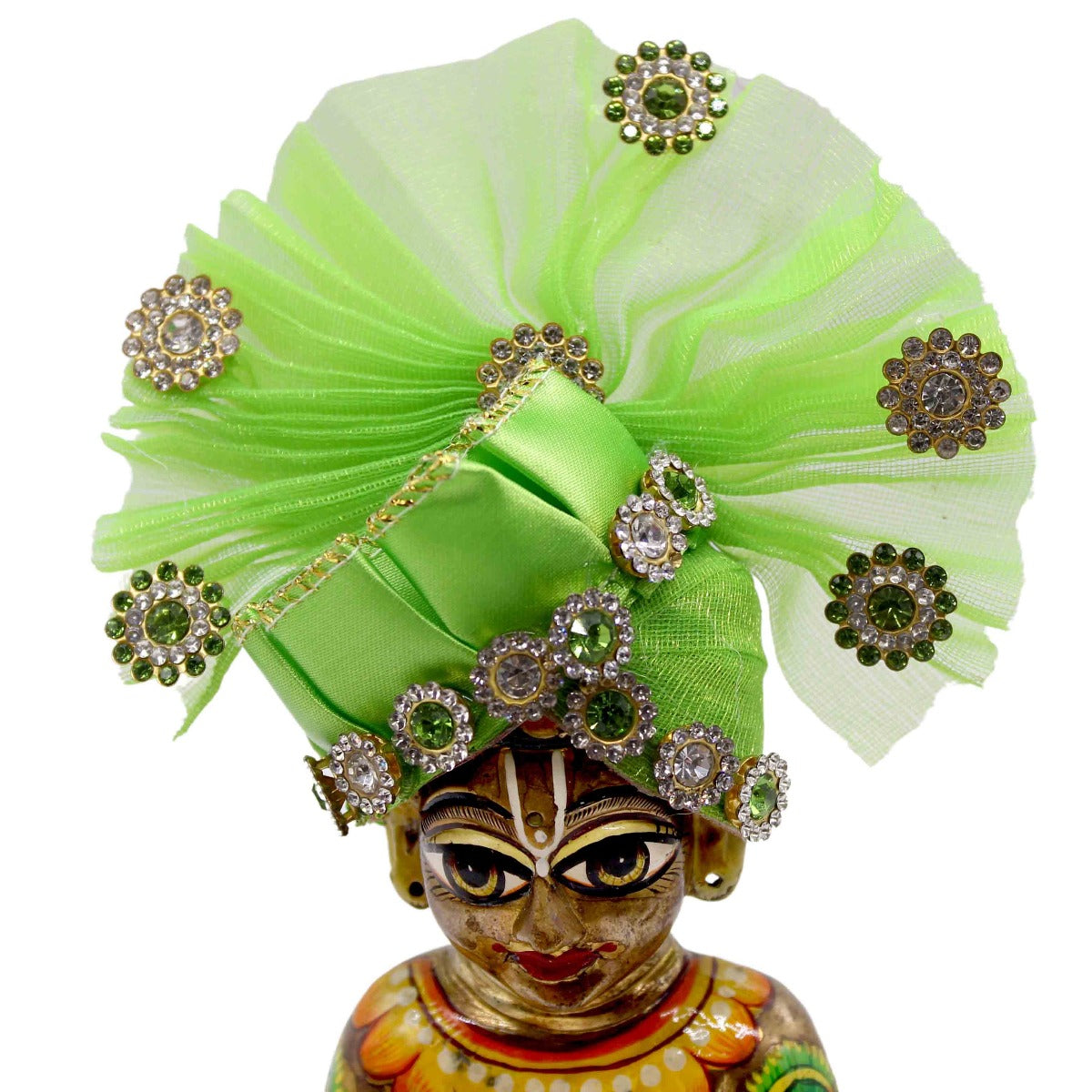 Stone Decorated Green Pagdi For Laddu Gopal