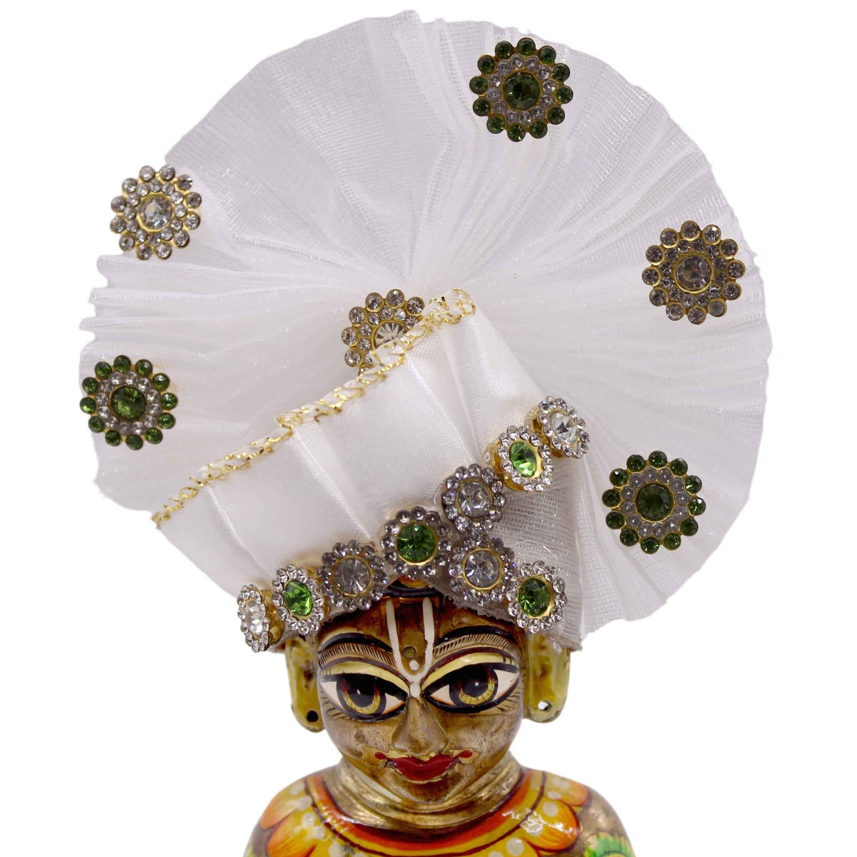 Stone Decorated White Pagdi For Laddu Gopal