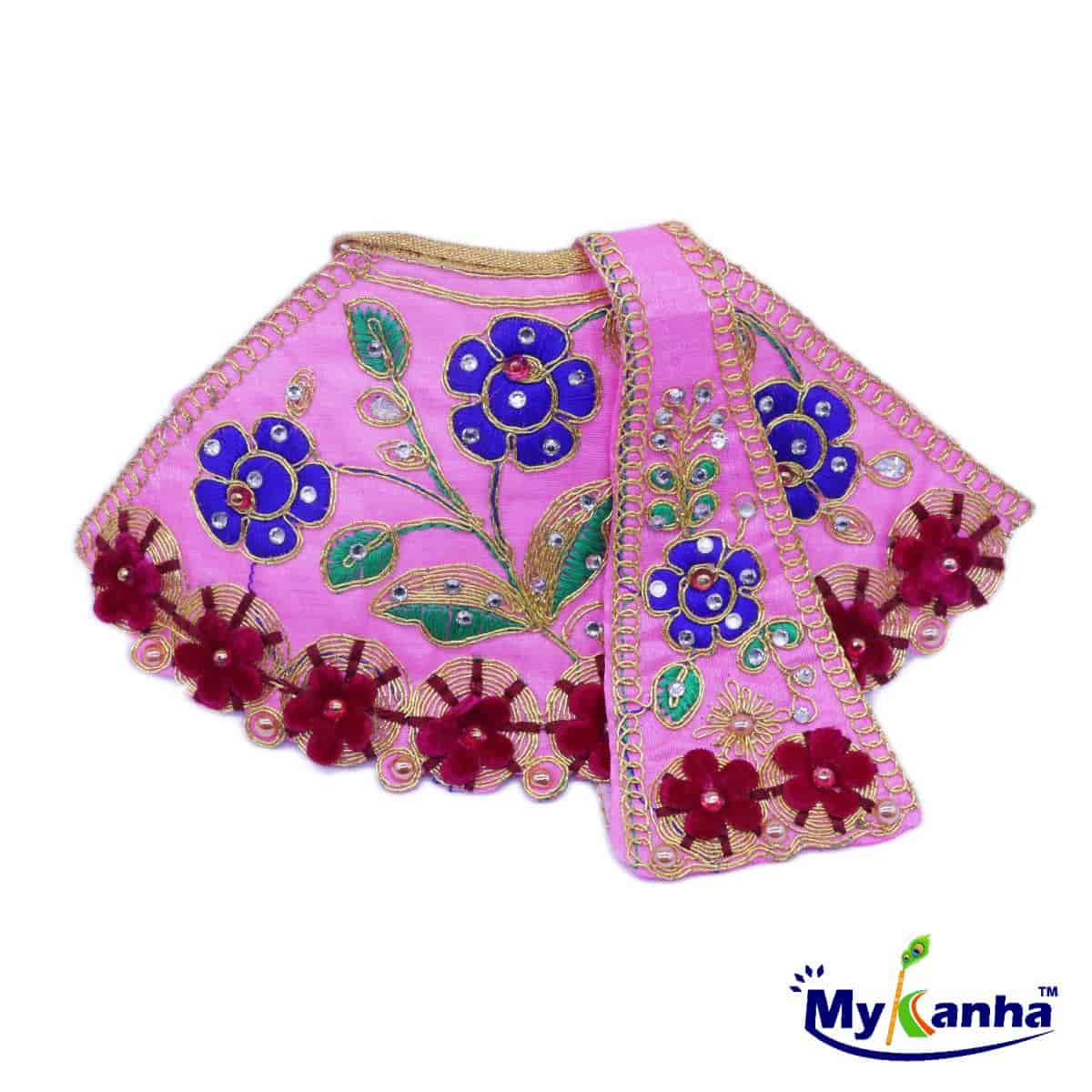 Flower Pattern Designer Lehenga Patka Dress for Mata Rani (Pink)