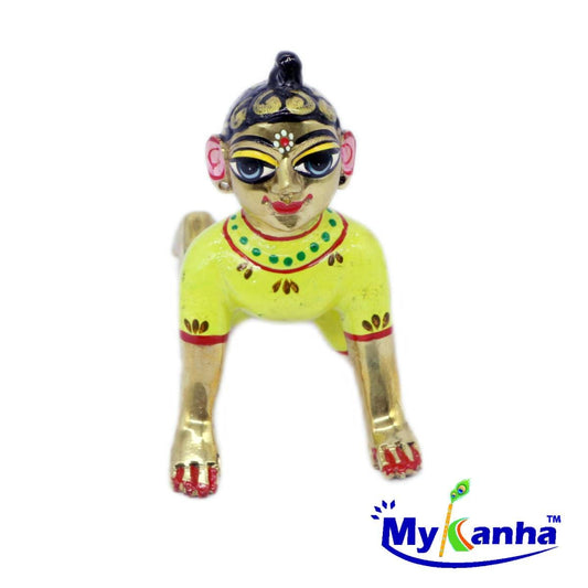 Fine Brass Made Yellow Hand Painted Bal Radha Idol