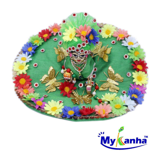 Green Flower decorated poshak for Laddu Gopal JI