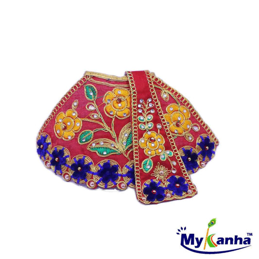 Flower Pattern Designer Lehenga Patka Dress for Mata Rani (Red)