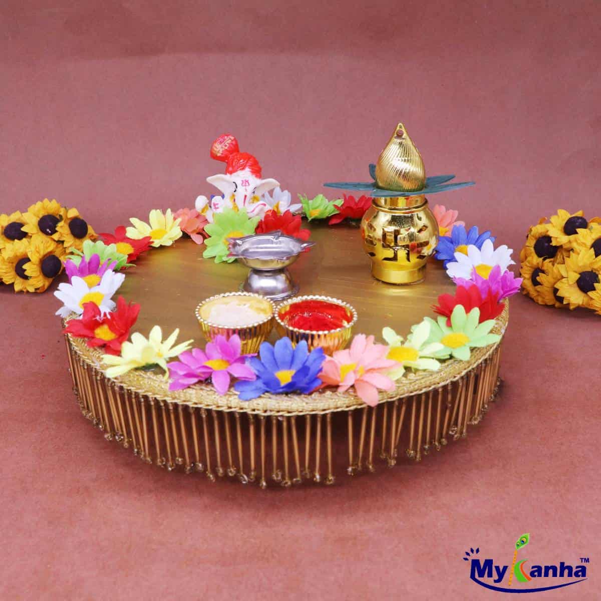 Decorated pooja thali for Bhai duj , Diwali & Festivals etc.