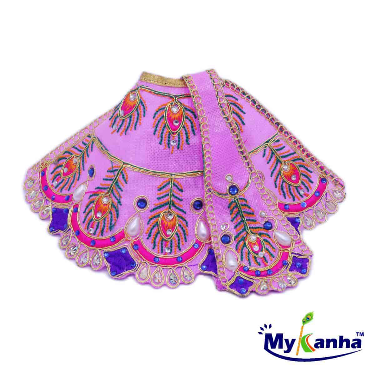 Purple Feather Design Lehnga Patka Dress for Mata Rani