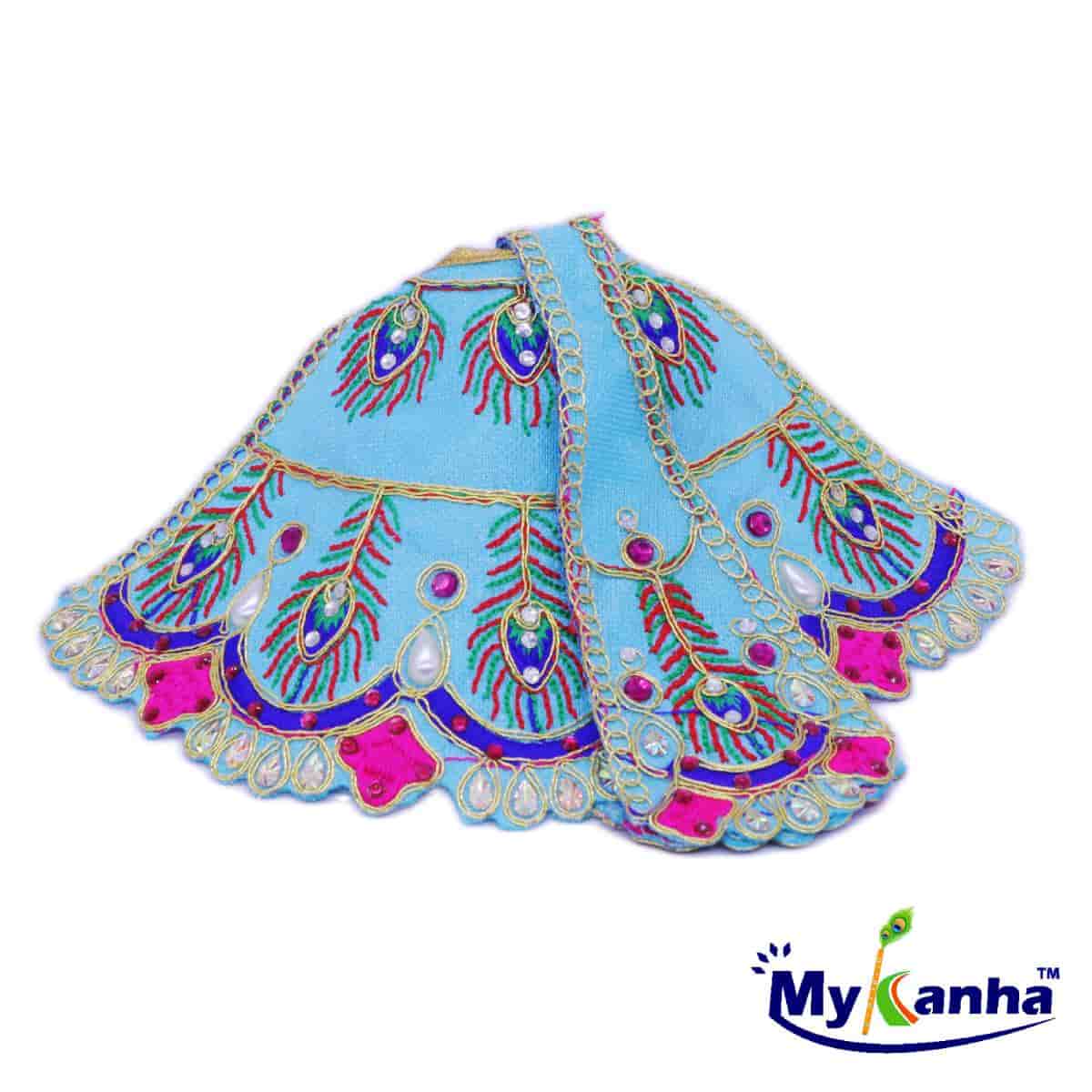 Blue Feather Design Lehnga Patka Dress for Mata Rani