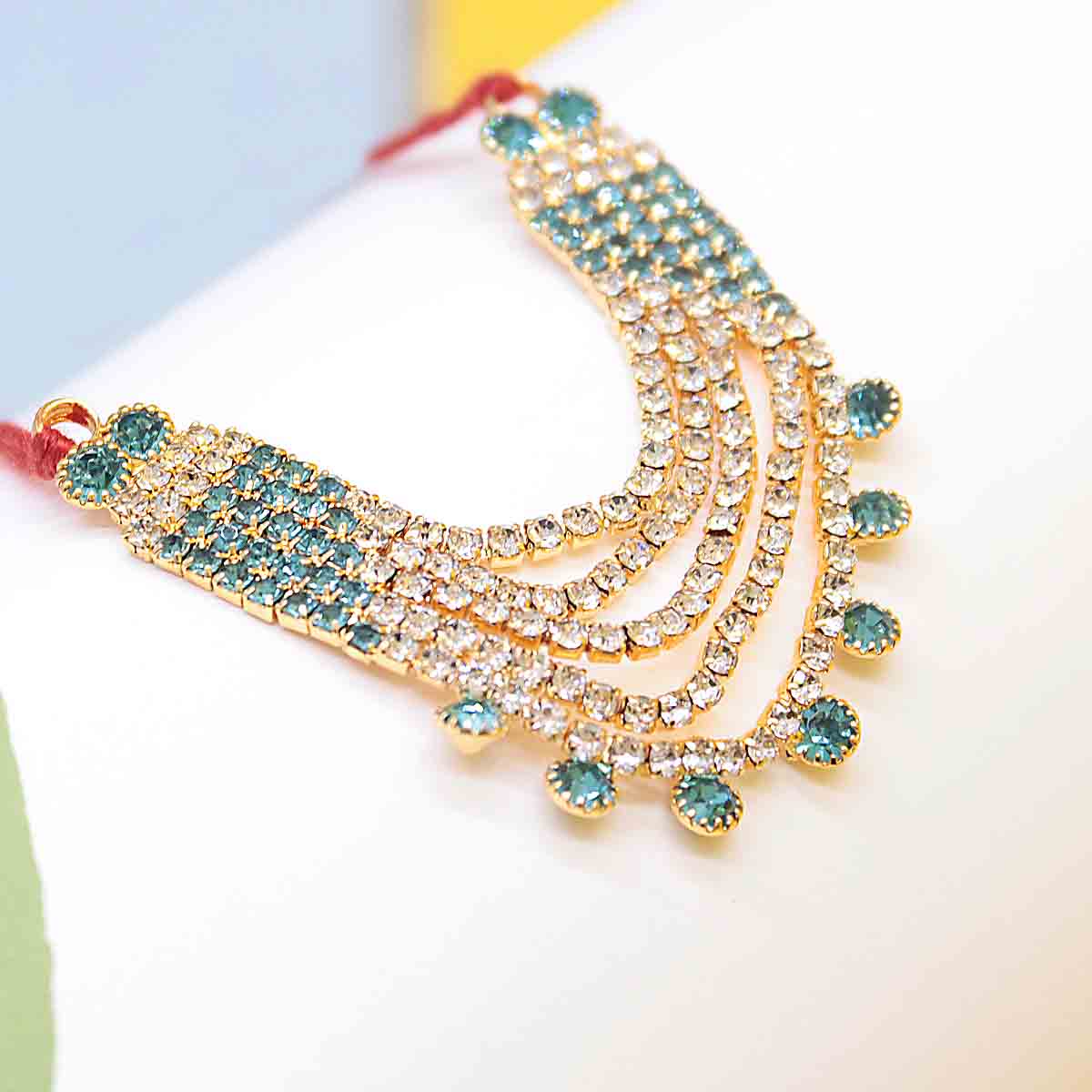 Beautiful Sky Blue Diamond Decorated Haar For Laddu Gopal