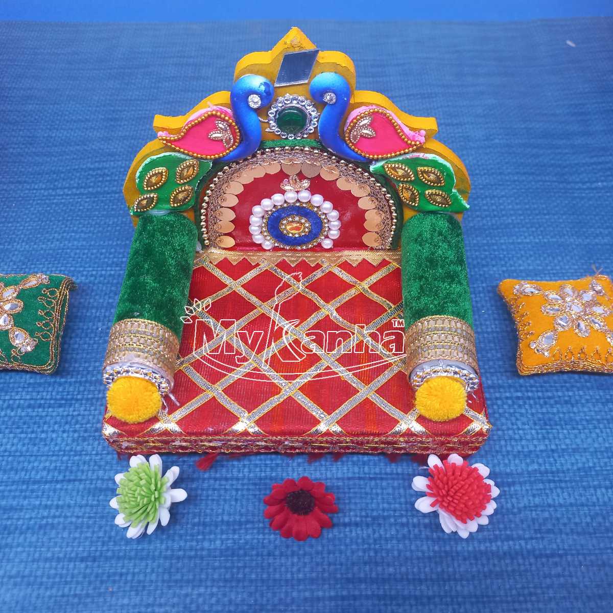 Wooden peacock design singhasan for idols