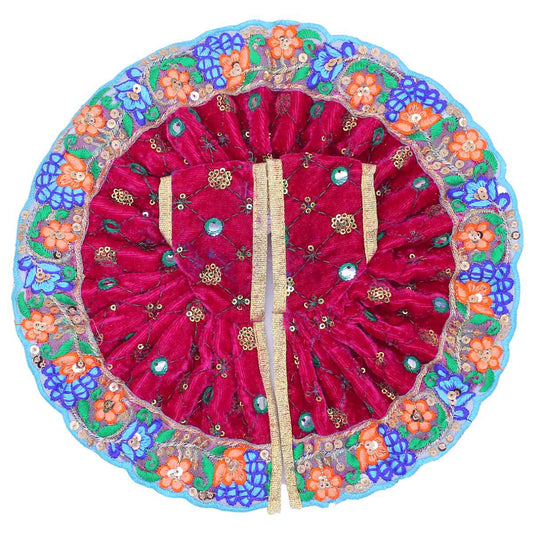 Flower border decorated velvet dress for kanha ji (Pink)